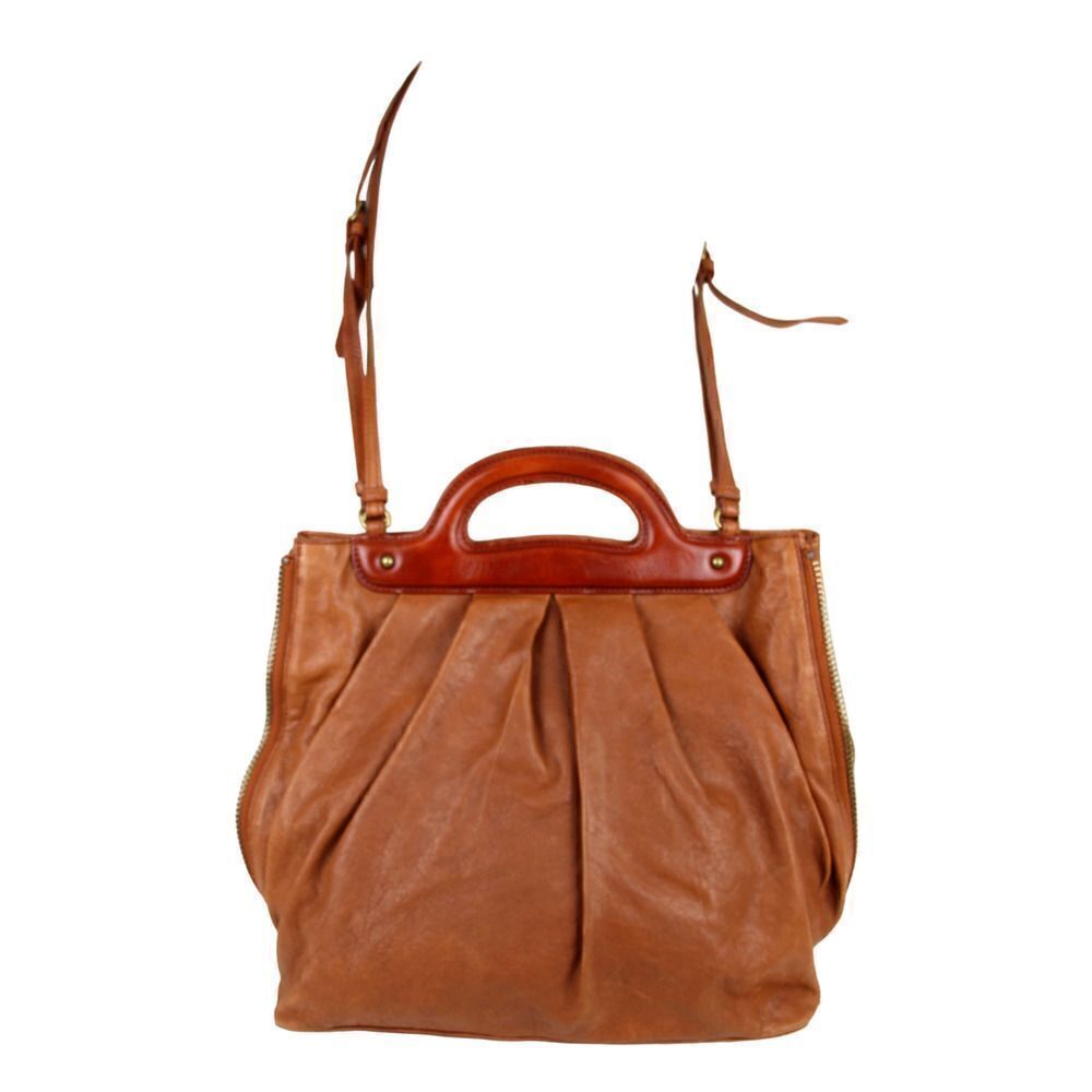 ROOMY Cynthia Rowley TAN BROWN GENUINE LEATHER SHOULDER BAG X-BODY HANDBAG PURSE